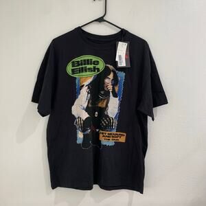 NWT Billie Eilish T-Shirt Hit Me Hard and Soft Tour Womens Small Black Oversized